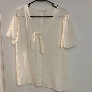 LC Lauren Conrad Cream Tie-Front Blouse